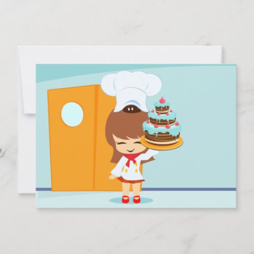 Cute Girl holding Chocolate Birthday Cake Card