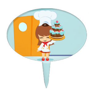 Cute Girl holding Chocolate Birthday Cake Topper