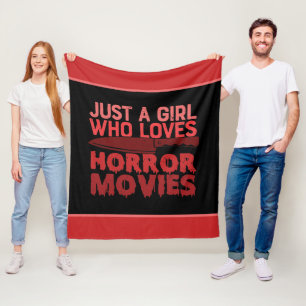 Cute girl horror movies word art fleece blanket