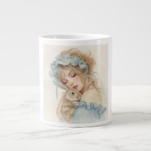 Cute Girl Hugging Bunny Mug