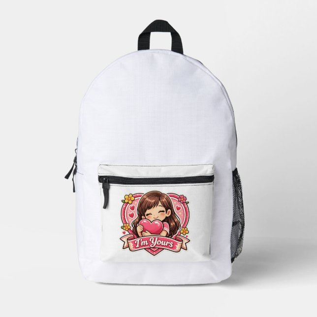 Cute Girl Hugging Heart Bag (Front)