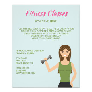Cute Girl Illustration Fitness Classes Custom Flyer