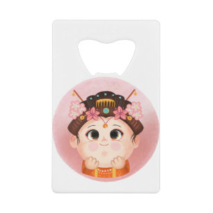 Cute girl in a China Princess costume Credit Card Bottle Opener