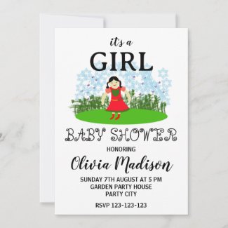 Cute Girl in a Flower Garden Baby Girl Baby Shower