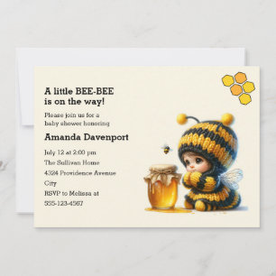 Cute Girl in Bee Costume with Honey Baby Shower Invitation