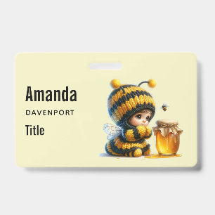 Cute Girl in Bee Costume with Honey Badge