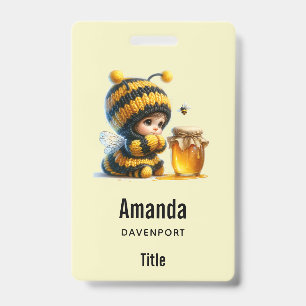 Cute Girl in Bee Costume with Honey Badge
