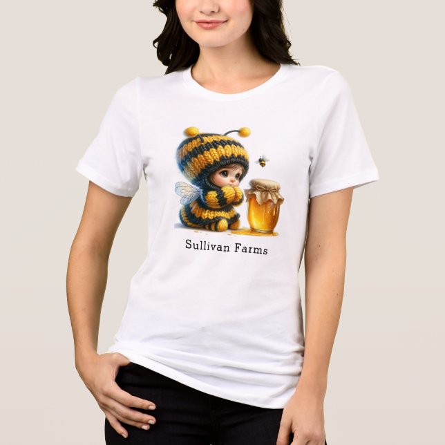 Cute Girl in Bee Costume with Honey Business Tri-Blend Shirt (Front)