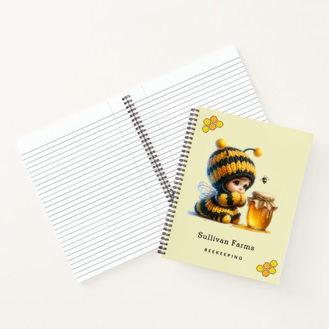 Cute Girl in Bee Costume with Honey Notebook (Inside)