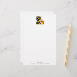 Cute Girl in Bee Costume with Honey Stationery