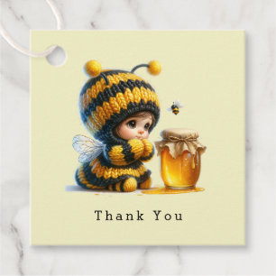 Cute Girl in Bee Costume with Honey Thank You Favor Tags