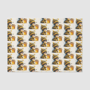 Cute Girl in Bee Costume with Honey Tissue Paper