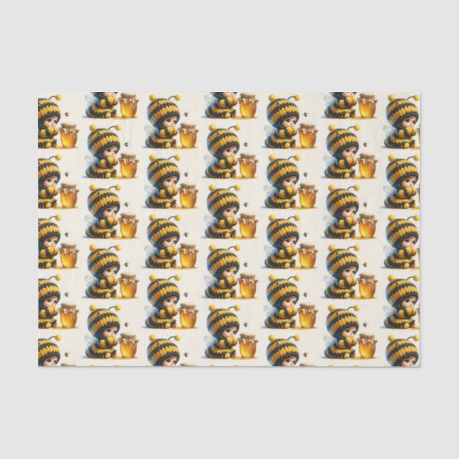 Cute Girl in Bee Costume with Honey Tissue Paper (Front)