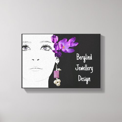 Cute girl in purple earrings fashion illustration canvas print