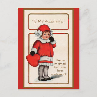 Cute Girl in Red Victorian Valentine Card
