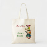 Cute Girl Library Book Bag Custom Name at Zazzle