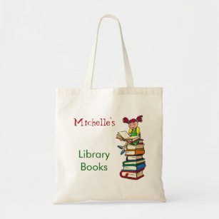 Library Tote for Kids I love Reading Children/'s Tote Bag Custom Printed Library Book Bag Little Reader Bookworld