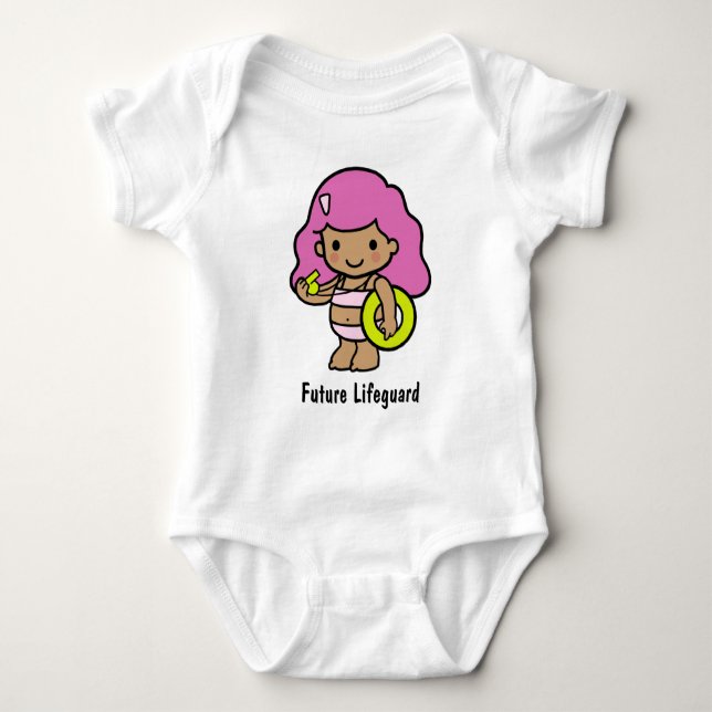 Cute girl Lifeguard with lifesaver Baby Bodysuit (Front)