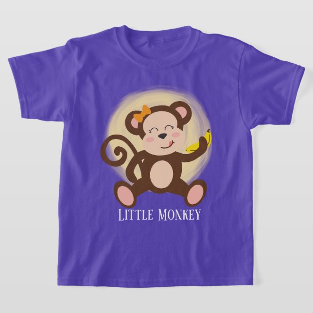 cute girl little monkey add text T-Shirt (Laydown)