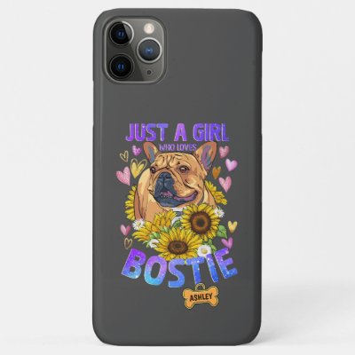 Cute Girl Loves Boston Terrier Sunflower Case