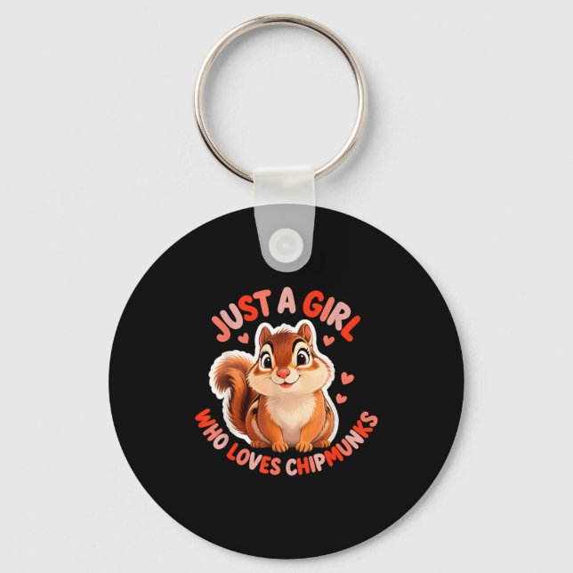 Cute Girl Loves Chipmunks Costume Kids Boys Girls  Keychain (Front)