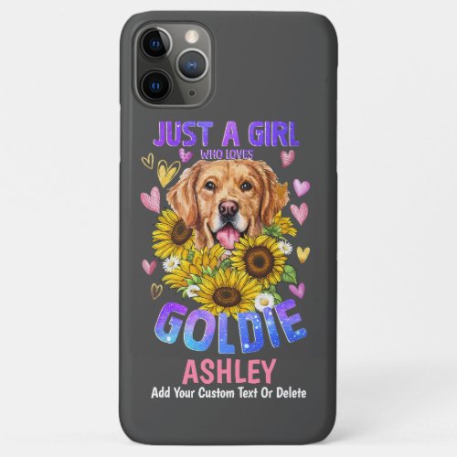 Cute Girl Loves Golden retriever Sunflower iPhone 11 Pro Max Case