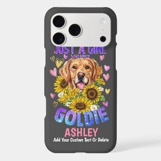 Cute Girl Loves Golden retriever Sunflower iPhone 17 Pro Max Case
