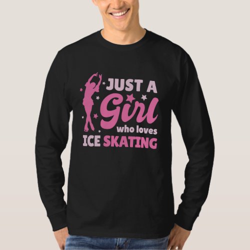Cute Girl Loves Ice Skates Running Love Ice Skatin T_Shirt