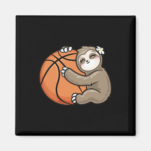 Cute Girl Loves Sloth Basketball  Magnet