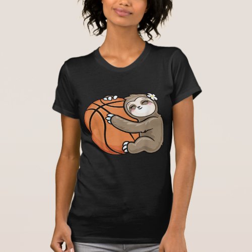 Cute Girl Loves Sloth Basketball T_ShirtTop Desig T_Shirt