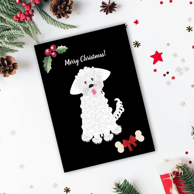 Cute Girl Maltese Dog Customizable Holiday Card (Creator Uploaded)