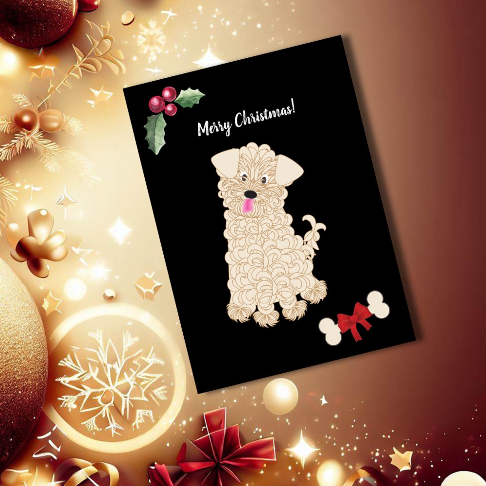 Cute Girl Maltipoo Dog Customizable Holiday Card