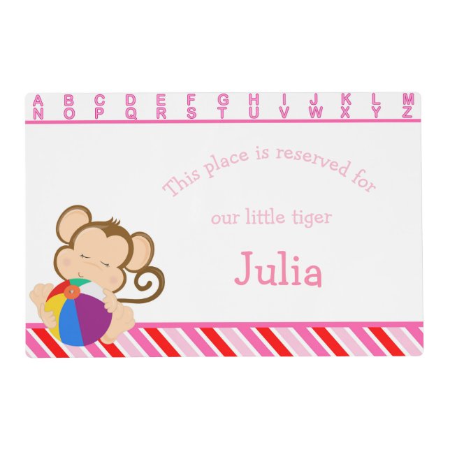 Cute Girl Monkey Placemat (Front)