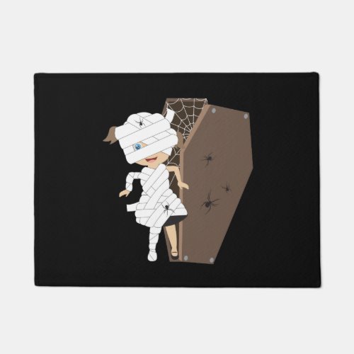 Cute Girl Mummy Coffin Halloween Design Doormat