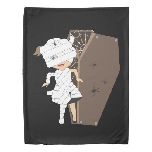 Cute Girl Mummy Coffin Halloween Design Duvet Cover