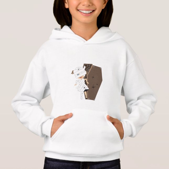 Cute Girl Mummy Coffin Halloween Design Hoodie (Front)
