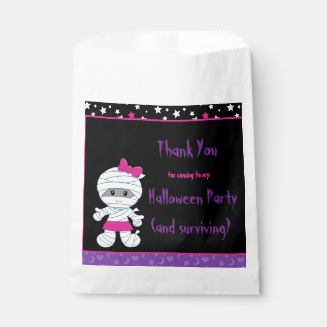Cute Girl Mummy Halloween Party Favor Bag (Front)