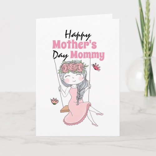 Cute girl on swing Mothers Day wishes daughter Card