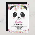 Cute Girl Panda Bear Birthday Invitation at Zazzle