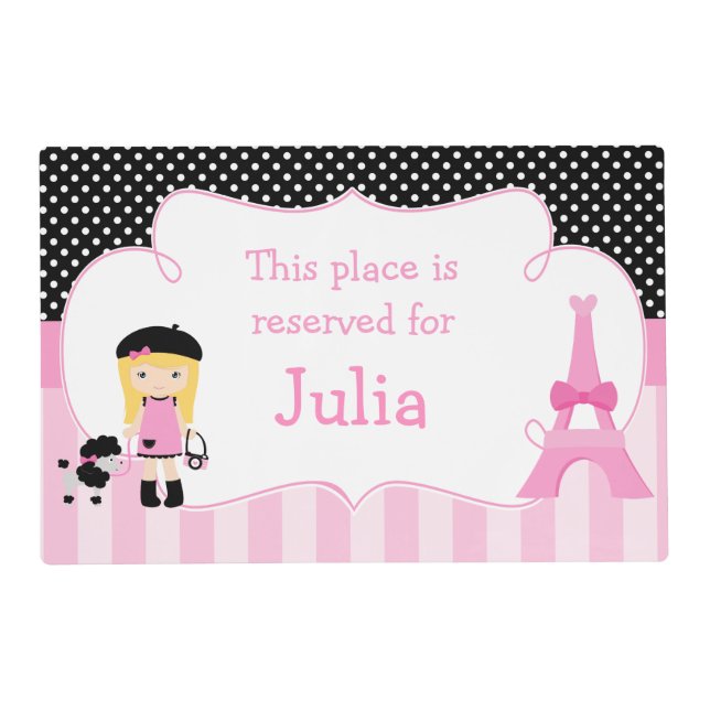 Cute Girl Parisian Placemat (Front)