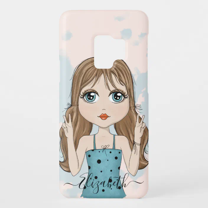 Cute Girl Peace Graphic Illustration Add Name Case Mate Samsung Galaxy Case Zazzle Com