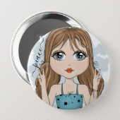 Cute Girl Peace Graphic Illustration  Peace Button (Front & Back)