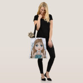 Cute Girl Peace Graphic Illustration Tote Bag (On Model)
