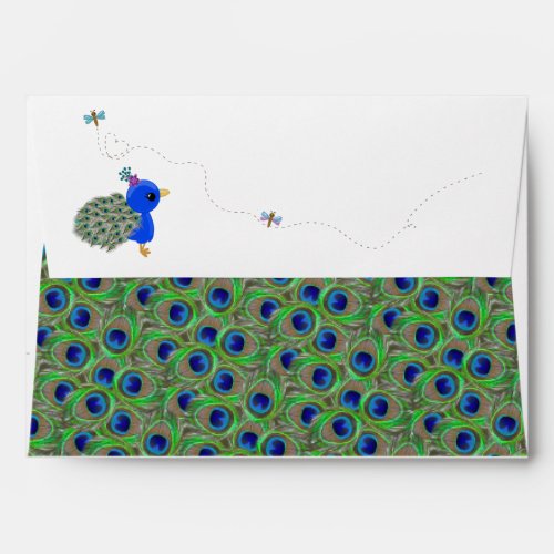 Cute Girl Peacock Dragonfly A7 Envelopes