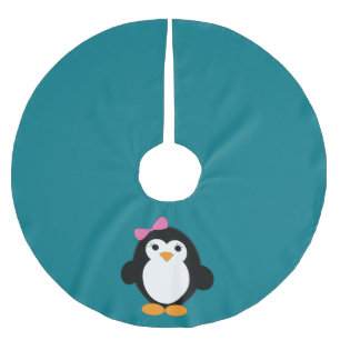 Cute Girl Penguin Brushed Polyester Tree Skirt