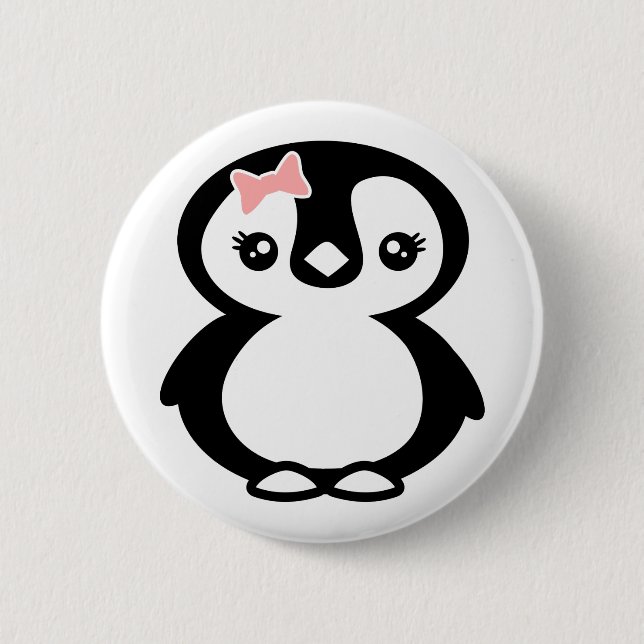 Cute Girl Penguin Button (Front)