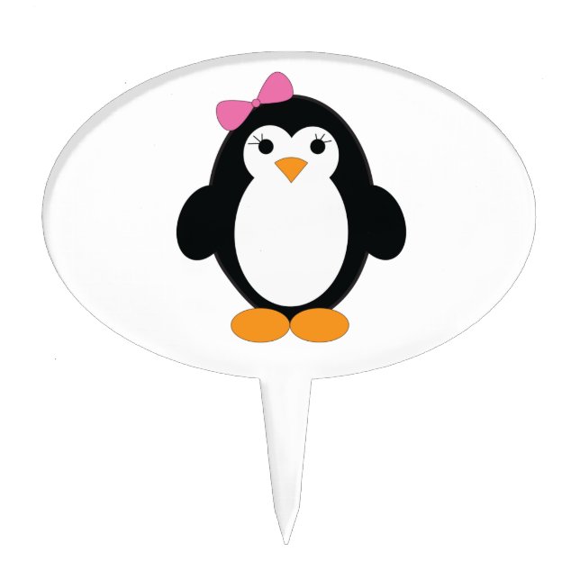 Cute Girl Penguin Cake Topper (Front)