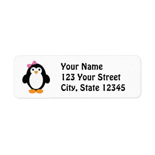 Cute Girl Penguin Label