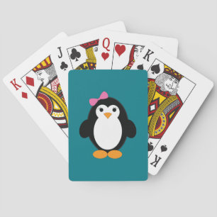Cute Girl Penguin Poker Cards