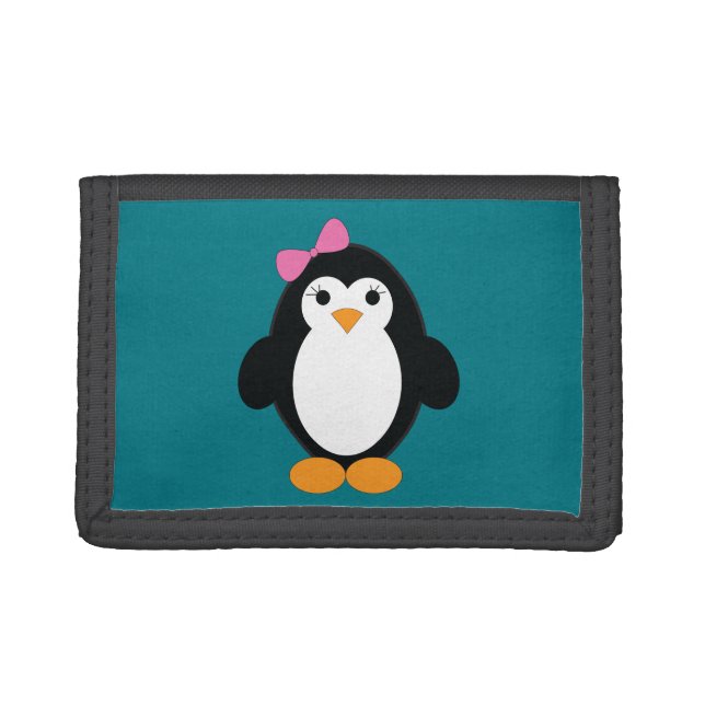 Cute Girl Penguin Trifold Wallet (Front)